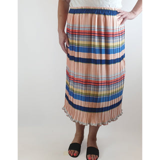 Handpicked by Birds colourful horizontal striped and pleated skirt size 22 (best fits size 18-20) Dear Little Panko preloved second hand clothes 5