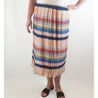 Handpicked by Birds colourful horizontal striped and pleated skirt size 22 (best fits size 18-20) Dear Little Panko preloved second hand clothes 3