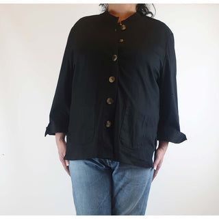 idyl black 100% cotton jacket with contrasting front buttons size XL (best fits 16) Idyl preloved second hand clothes 4