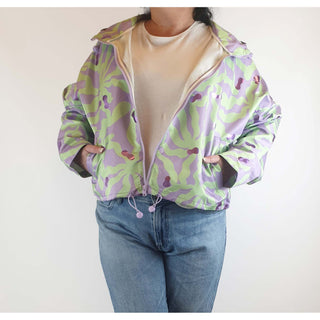 Gorman pre-owned green and purple print raincoat size 16 Gorman preloved second hand clothes 3