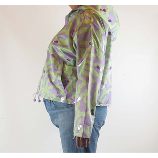 Gorman pre-owned green and purple print raincoat size 16 Gorman preloved second hand clothes 7