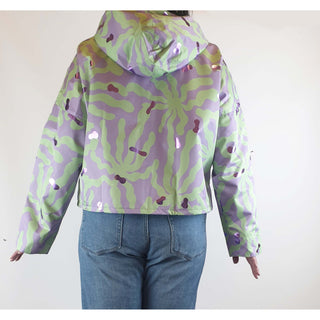 Gorman pre-owned green and purple print raincoat size 16 Gorman preloved second hand clothes 8