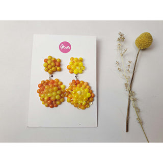 Obus yellow and orange multi sphere earrings Dear Little Panko preloved second hand clothes 1