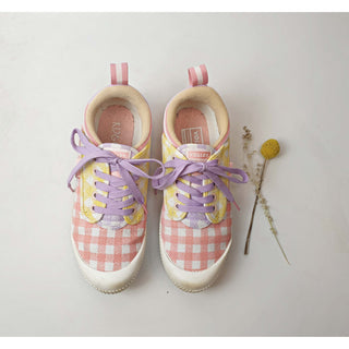 Volley x Kip & Co cute pink and white gingham shoes with yellow and white detail size 9 Dear Little Panko preloved second hand clothes 1