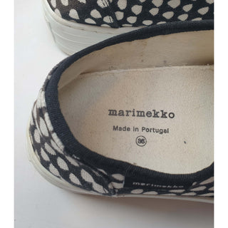 Marimekko low platform black and white print slip on shoes size 36 Dear Little Panko preloved second hand clothes 10