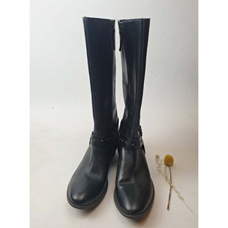 Clarks black leather knee high boots with low wooden heel size UK 5/US 7 clarks-black-leather-knee-high-boots-with-low-wooden-heel-size-uk-5-us-7