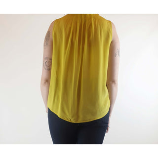 Gorman lime yellow 100% silk sleeveless shirt size 14 (best fits size 12-small 14) Gorman preloved second hand clothes 7