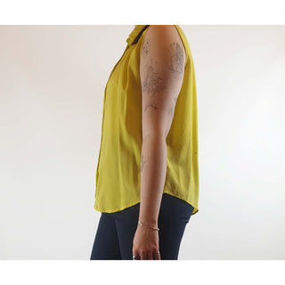 Gorman lime yellow 100% silk sleeveless shirt size 14 (best fits size 12-small 14) Gorman preloved second hand clothes 6