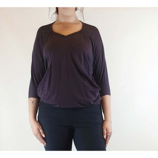 Obus purple 100% merino wool batwing style top size 3 (best fits size 12) Obus preloved second hand clothes 1