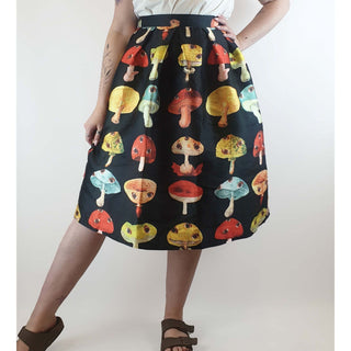 Handmade black skirt with unqiuee and cute mushroom print best fits size 12 Unknown preloved second hand clothes 1