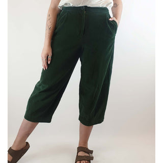 Obus green wide leg cropped cord pants size 3 (best fits size 12) Dear Little Panko preloved second hand clothes 1