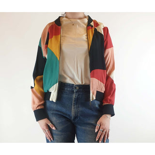 Frock Me Out fabulous colourful light weight bomber jacket size L (best fits size 12-small 14) Frock Me Out preloved second hand clothes 1