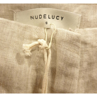 Nude Lucy natural/oat linen mix wide leg pants size S (best fits size 10) Nude Lucy preloved second hand clothes 8