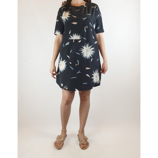 Kloke navy dress with cute flower and petal print size S (best fits size 10) Kloke preloved second hand clothes 1