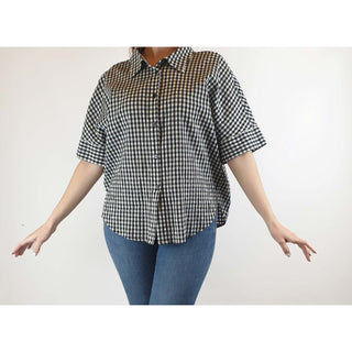 Gorman black and white gingham short sleeve shirt size S (best fits size 10) Gorman preloved second hand clothes 1