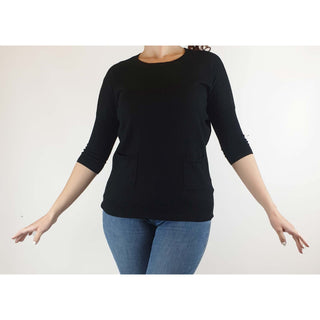 Gorman black 100% merino wool half sleeve top size 10 Gorman preloved second hand clothes 1