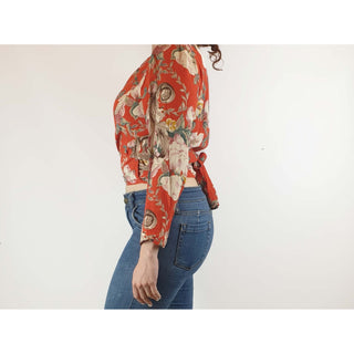 Rolla's red long sleeve cropped style wrap top size S (best fits size 10) Rolla's preloved second hand clothes 6