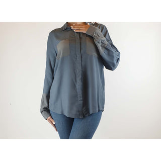 Bul blue and grey cotton/tencel long sleeve shirt size 10 Bul preloved second hand clothes 1
