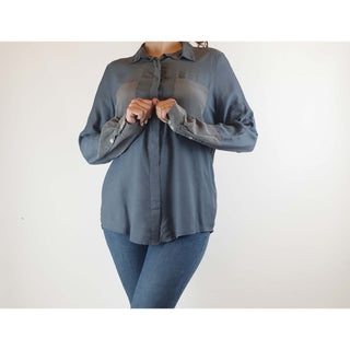 Bul blue and grey cotton/tencel long sleeve shirt size 10 Bul preloved second hand clothes 5