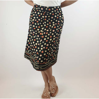 Yoshi Jones black A-line skirt with colourful dot print size S (best fits size 10) Yoshi Jones preloved second hand clothes 1