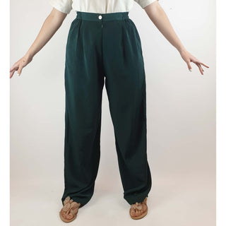 Postie Fashion vintage green silky feel wide leg pants size 12 (small fit, best fits size 10) Vintage preloved second hand clothes 1