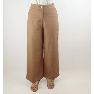 Nude Lucy tan 100% linen wide leg pants size S (best fits size 10) Dear Little Panko preloved second hand clothes 1