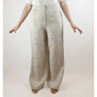 Nude Lucy natural/oat linen mix wide leg pants size S (best fits size 10) Nude Lucy preloved second hand clothes 3