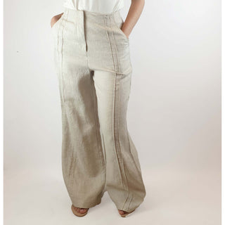 Nude Lucy natural/oat linen mix wide leg pants size S (best fits size 10) Nude Lucy preloved second hand clothes 4