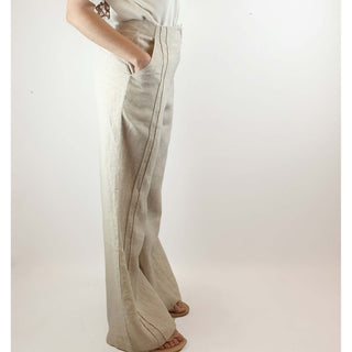 Nude Lucy natural/oat linen mix wide leg pants size S (best fits size 10) Nude Lucy preloved second hand clothes 5