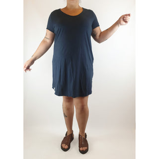 Elm pre-owned navy 100% cotton tee shirt dress size 14 Elm preloved second hand clothes 1