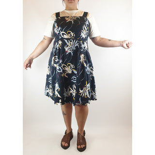 Veronica Maine pre-owned navy cotton sleeveless dress with lovely floral print size 14 Veronica Maine preloved second hand clothes 3