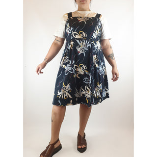 Veronica Maine pre-owned navy cotton sleeveless dress with lovely floral print size 14 Veronica Maine preloved second hand clothes 5