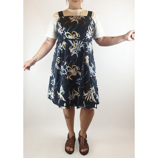 Veronica Maine pre-owned navy cotton sleeveless dress with lovely floral print size 14 Veronica Maine preloved second hand clothes 1