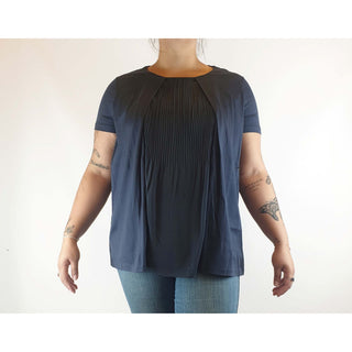 Cos pre-owned navy top with front virticle ruffle detail size L (best fits 14) Cos preloved second hand clothes 5