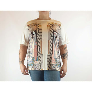 Gorman x Jess Johnson pre-owned cream tee with unique Egypt-inspired print size 14 Gorman preloved second hand clothes 3