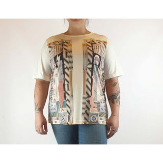 Gorman x Jess Johnson pre-owned cream tee with unique Egypt-inspired print size 14 Gorman preloved second hand clothes 4