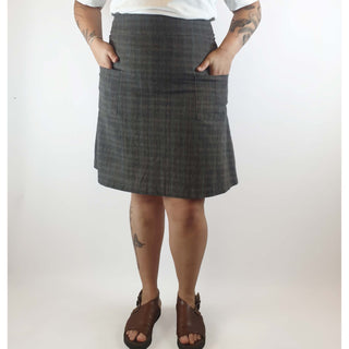 Dot Herbey pre-owned cotton/linen check print skirt size 14 Dot & Herbey preloved second hand clothes 1