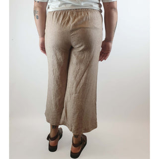 Natural coloured pre-owned 100% linen wide leg pants size L (best fits size 14) Unknown preloved second hand clothes 7