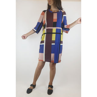 Obus second hand asymmetrical and colourful check print dress size 0 (best fits size 8) Obus preloved second hand clothes 2