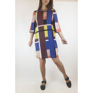 Obus second hand asymmetrical and colourful check print dress size 0 (best fits size 8) Obus preloved second hand clothes 1