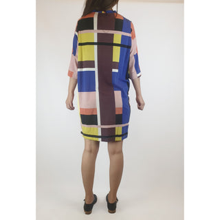 Obus second hand asymmetrical and colourful check print dress size 0 (best fits size 8) Obus preloved second hand clothes 8