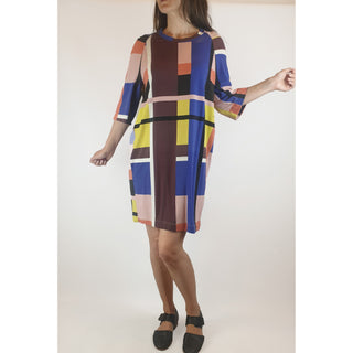 Obus second hand asymmetrical and colourful check print dress size 0 (best fits size 8) Obus preloved second hand clothes 3