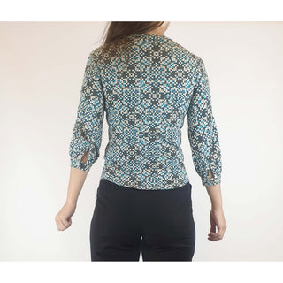 Obus preloved blue print top size 1 (best fits size 8) Obus preloved second hand clothes 10