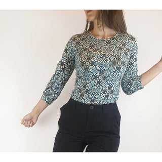 Obus preloved blue print top size 1 (best fits size 8) Obus preloved second hand clothes 3