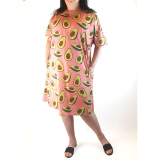 Tulips pink avocado print dress size 18 Tulips preloved second hand clothes 3