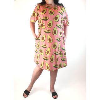 Tulips pink avocado print dress size 18 Tulips preloved second hand clothes 1