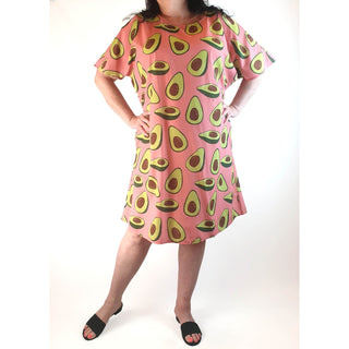 Tulips pink avocado print dress size 18 Tulips preloved second hand clothes 4