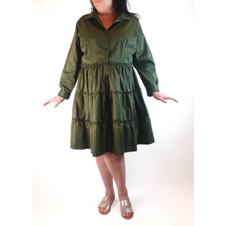 Green long sleeve tiered dress size XL Unknown preloved second hand clothes 3