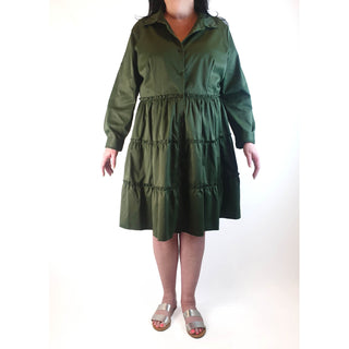 Green long sleeve tiered dress size XL Unknown preloved second hand clothes 4