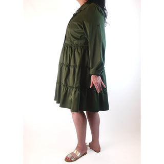 Green long sleeve tiered dress size XL Unknown preloved second hand clothes 7